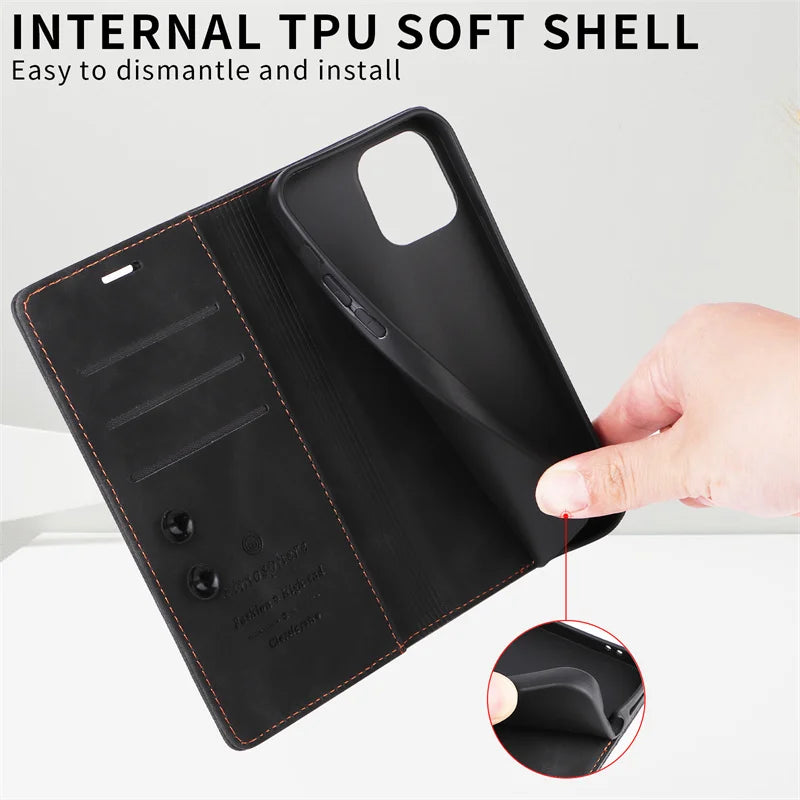 Mi 11Lite Suction Cup Case For Xiaomi 11 Lite 5G NE Leather Stand Book Cover For Xiaomi 11T Pro MI 11X Pro Etui Phone Flip Cases