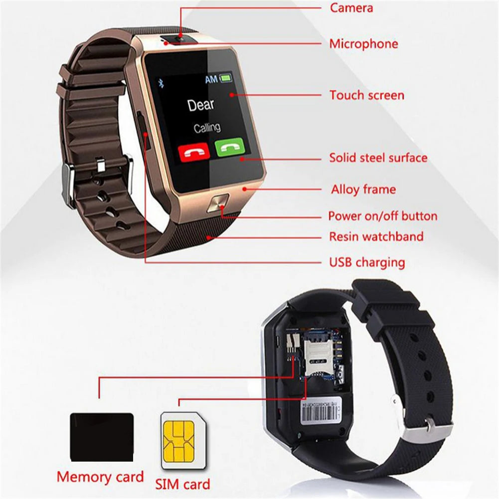 DZ09 Smart Watch Sleep Monitor 1.56" HD Color Screen Built-in Sports Modes Smartwatch Fitness Tracker