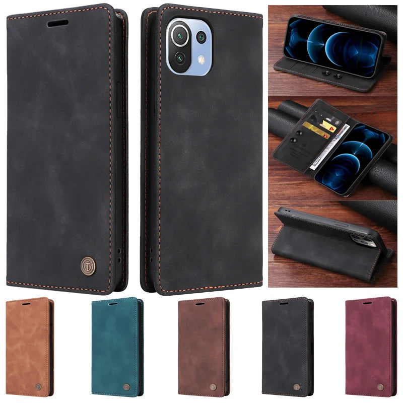 Mi 11Lite Suction Cup Case For Xiaomi 11 Lite 5G NE Leather Stand Book Cover For Xiaomi 11T Pro MI 11X Pro Etui Phone Flip Cases