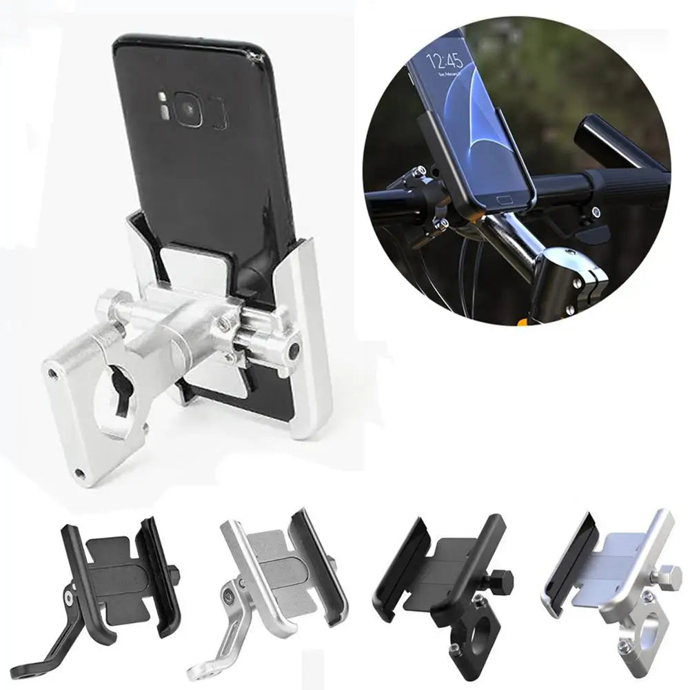 Phone Holder Motorcycle Aluminum Alloy Sturdy Mount Base Rotation For 4.0''-7.0'' Smart Devices 20-30mm Handlebar