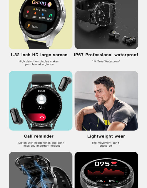 Load image into Gallery viewer, GEJIAN X7 Headset Smart Watch TWS Two In One Wireless Bluetooth Dual Headset Call Health Blood Pressure Sport Music Smartwatch
