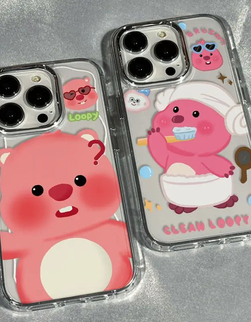 Load image into Gallery viewer, Sanrio Loopy Full Screen Cute Phone Case For iPhone 15 14 13 12 11 Pro Max XR XS MAX 7 8 Plus Brushing Teeth Anti Drop Cover
