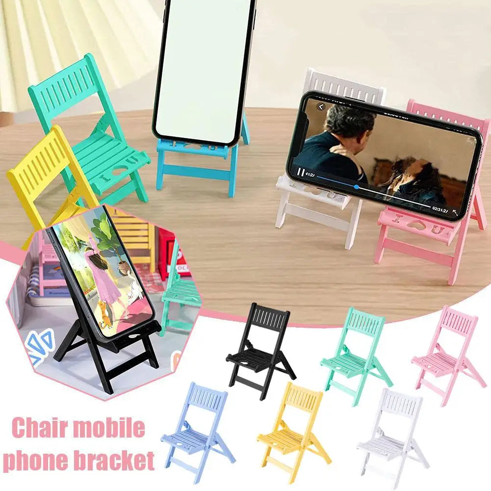 Mini Chair Shape Mobile Phone Stand Cartoon Cute Mobile Phone Tablet Office Desktop Lazy Foldable Chair Holder Accessories