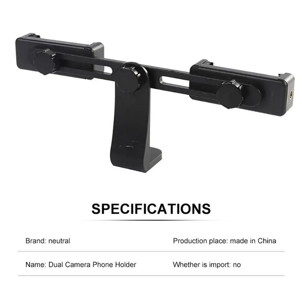 Dual Camera Phone Holder Plastic Mobile Phone Stabilizer Clip 360 Degree Rotating Outdoor Phone Holder For Live Broadcast Supple