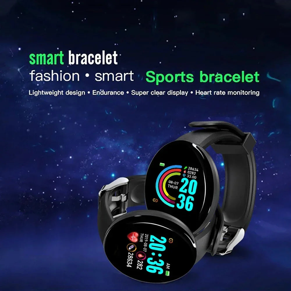 D18 circular color screen smartwatch with multiple sports modes, call information reminders, photos, music, smart wristband