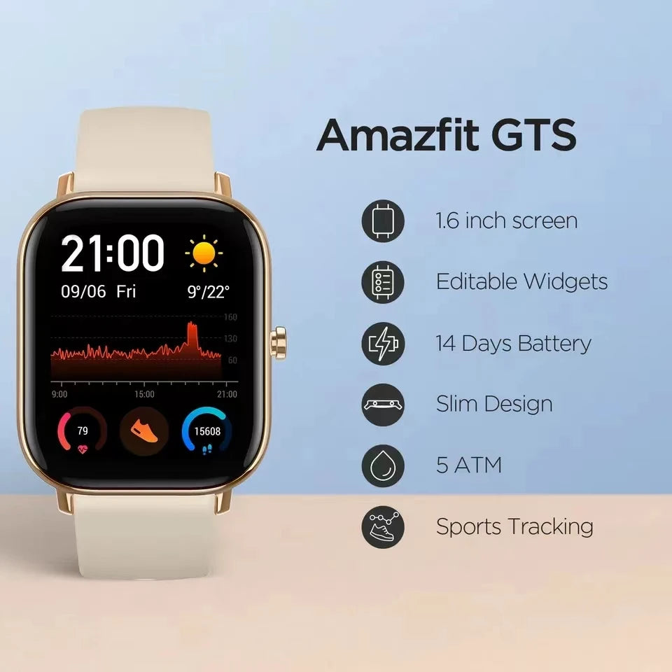 Amazfit GTS Smart Watch For Men Women 5 ATM Waterproof Sports Tracking Editable Widgets Music Control Refurbishment Machine