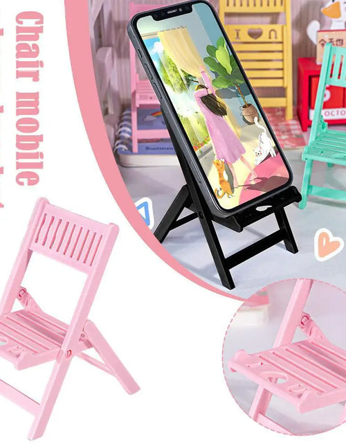 Load image into Gallery viewer, Mini Chair Shape Mobile Phone Stand Cartoon Cute Mobile Phone Tablet Office Desktop Lazy Foldable Chair Holder Accessories
