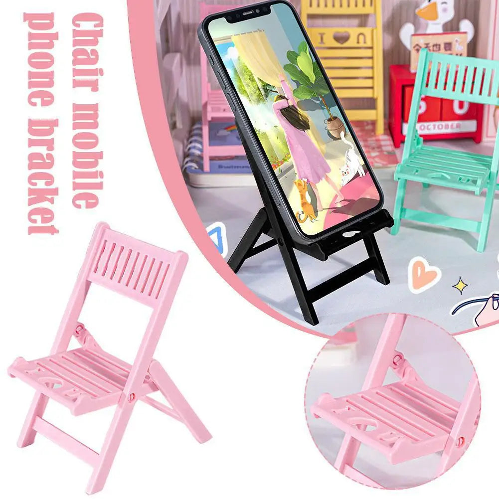 Mini Chair Shape Mobile Phone Stand Cartoon Cute Mobile Phone Tablet Office Desktop Lazy Foldable Chair Holder Accessories