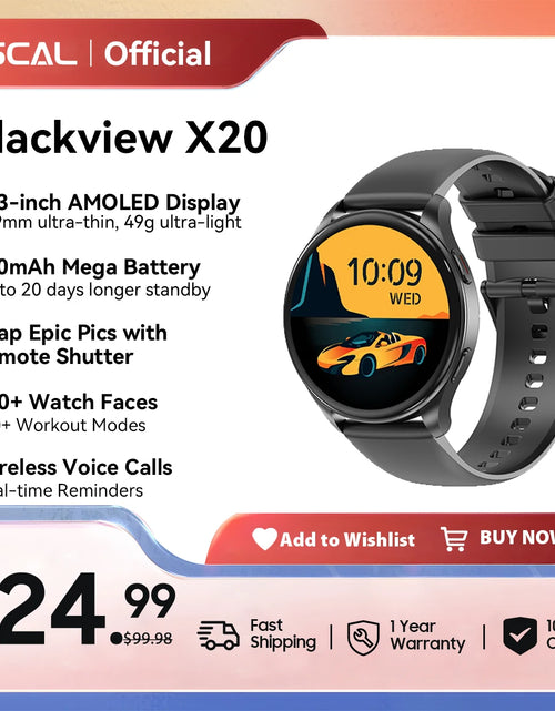 Load image into Gallery viewer, OSCAL Blackview 2024 Smartwatch X20 AMOLED Display Watch Hi-Fi Bluetooth Phone Calls Health and Fitness Tracking for IOS Android
