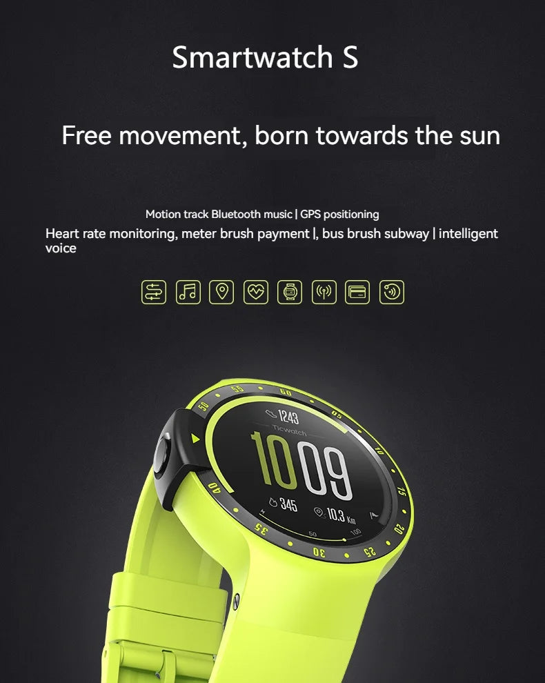 TicSmartwatch S Wear OS Smartwatch For Men Women 4GB ROM IP67 Waterproof With Google OS For iOS Android Hzbot Nylon strap 95new