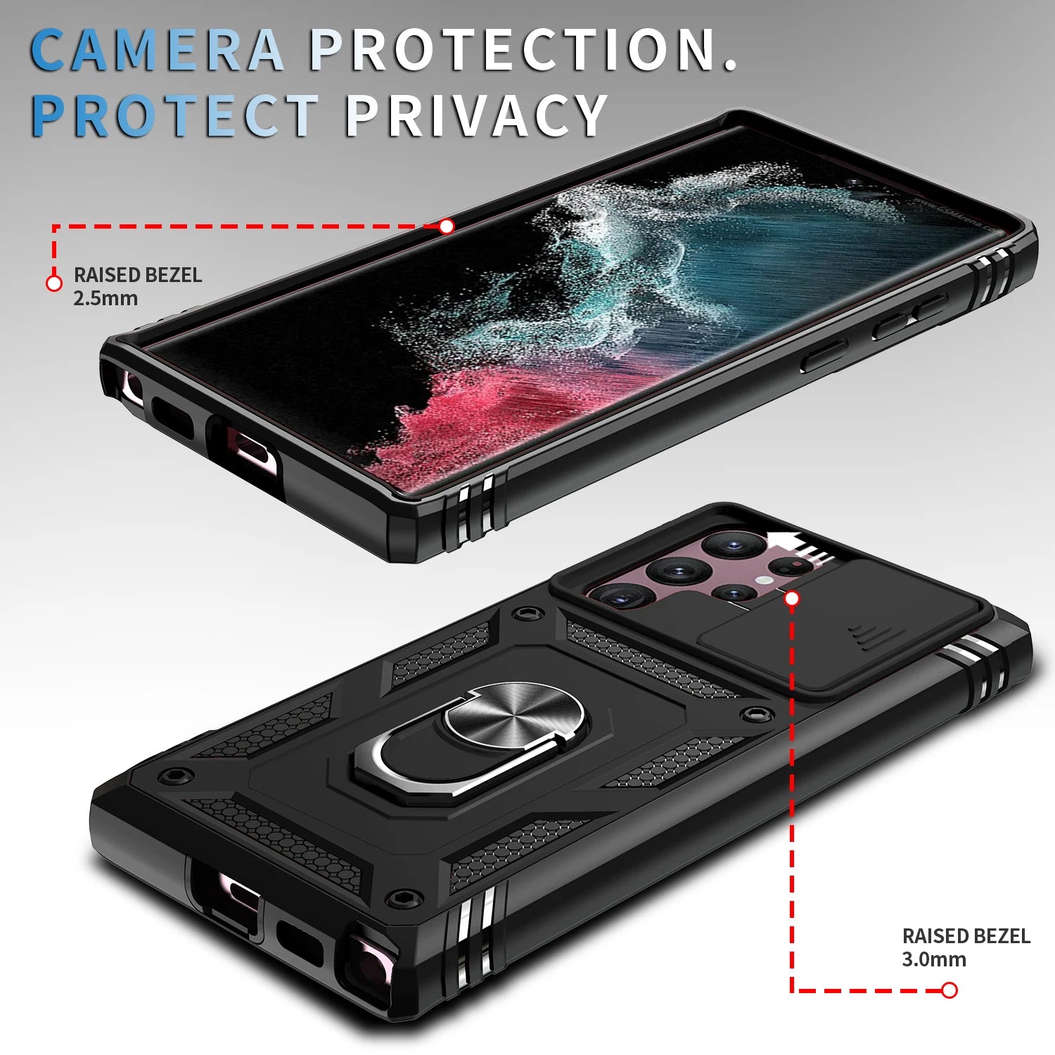 for Samsung Galaxy S24 S23 Ultra S22 Plus S21 S23FE Note20 Ultra A54 A14 Case Slider Camera Protect 360 Full Protection Bracker