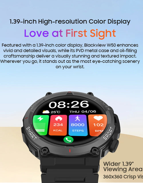 Load image into Gallery viewer, Blackview NEW Smart Watch W50 Waterproof Smart Watch New Version Men Women Health and Fitness Tracking Watch, Bluetooth Calling
