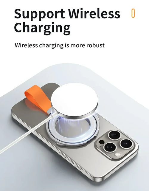 Load image into Gallery viewer, Magnetic Foldable Finger Ring Silica Hanging Rope Holder Rotatable Phone Stand Wireless Charging Friendly Type For Smart Phones
