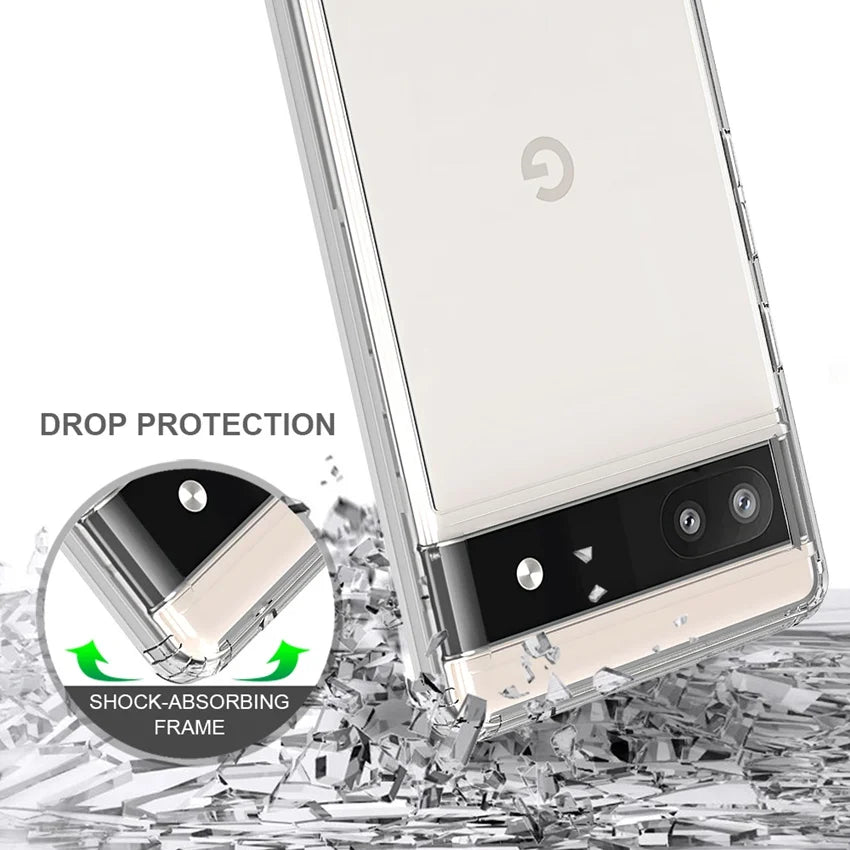 Hybrid Shockproof Acrylic Crystal Clear Hard Back Shell for Google Pixel 9 8 7 6 9Pro XL 8A 6A 7A Protection Phone Case