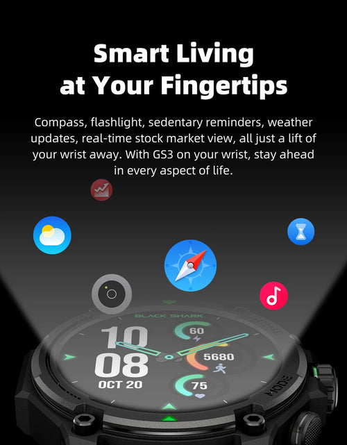 Load image into Gallery viewer, [World Premiere]Blackshark GS3 Smart Watch Global Version 1.43&quot;AMOLED Display GPS Satellite Positioning 21 Day Battery Life 5ATM
