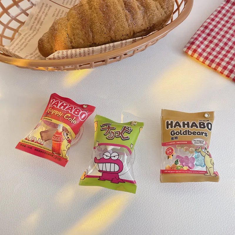 GripTok Snack Bag Mobile Phone Fondant Bracket for iPhone 14Inflatable Packaging Korea Bear Gummy Holder Cell Phone Accessories