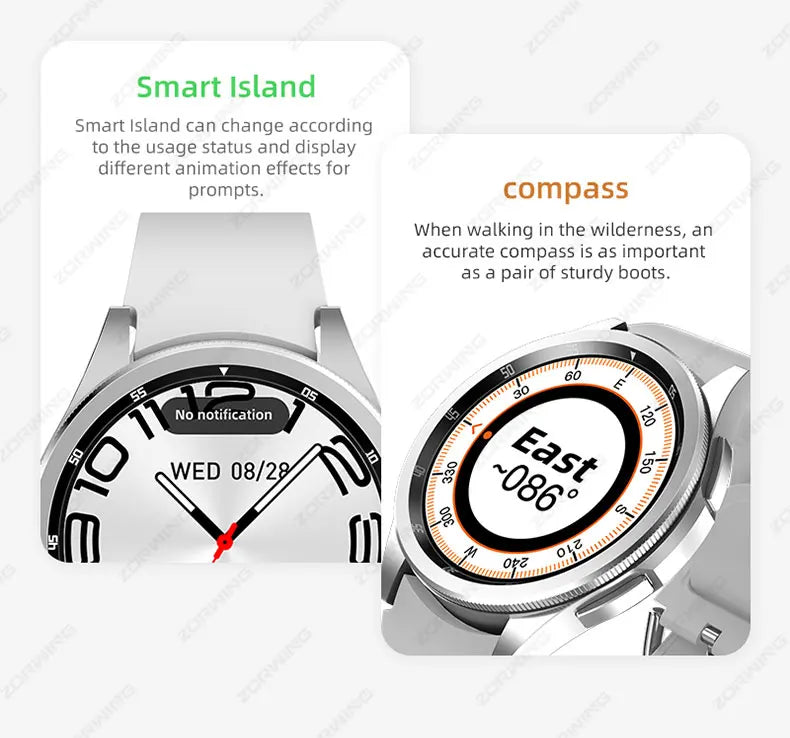 JS Watch 6 Max Classic AMOLED Smart Watch Men Women Rotating Bezel Heart Rate Blood Pressure Compass Sport Modes Smartwatch New