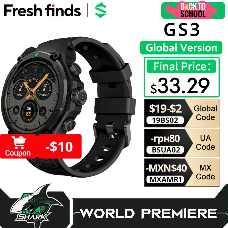 [World Premiere]Blackshark GS3 Smart Watch Global Version 1.43"AMOLED Display GPS Satellite Positioning 21 Day Battery Life 5ATM