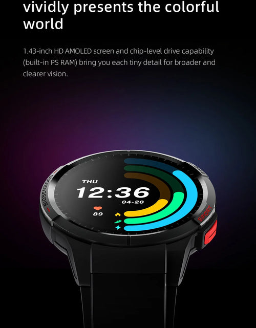 Load image into Gallery viewer, Mibro GS Smartwatch GPS Positioning 460mAh Battery AOD 1.43Inch AMOLED HD Screen 5ATM Waterproof Sport Men Women Smart Watch
