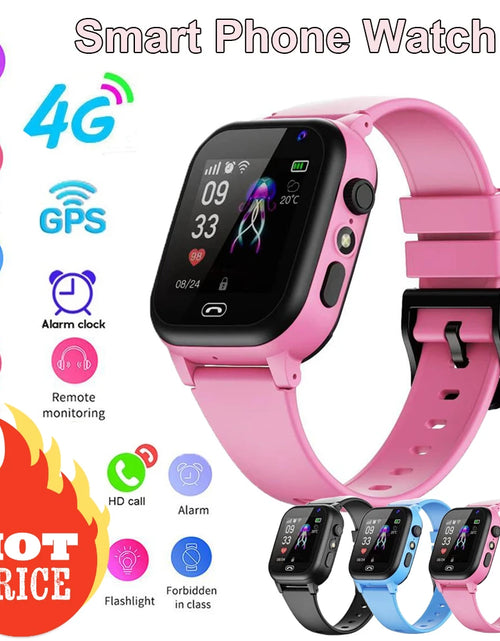 Load image into Gallery viewer, 4G Kids Smart Phone Watch SOS Call LBS Tracker Location Sim Card Clock Camera Chat Waterproof Smartwatch Boys Girls Gifts
