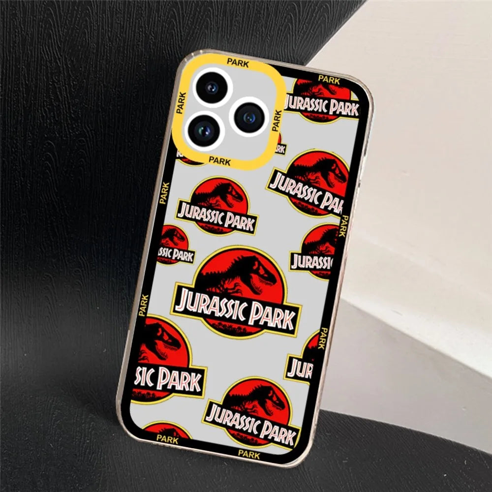 Jurassic Park Dinosaur World Phone Case For iPhone 11 12 Mini 13 14 Pro Max Transparent Shell