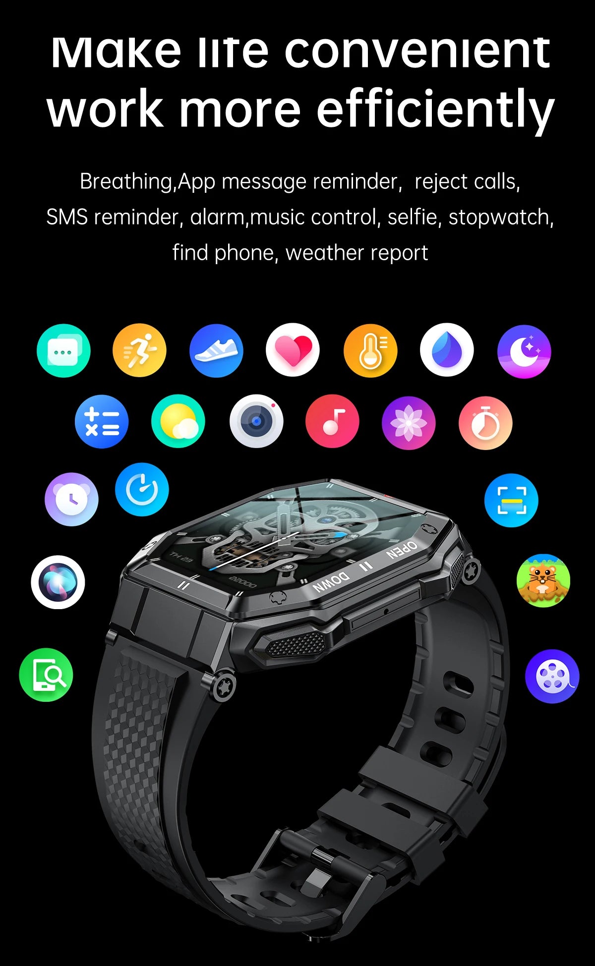 CanMixs NEW Smart Watch Men K55 Bluetooth Smartwatch For Men Health Monitor Waterproof Watch For Android IOS Custom Dial