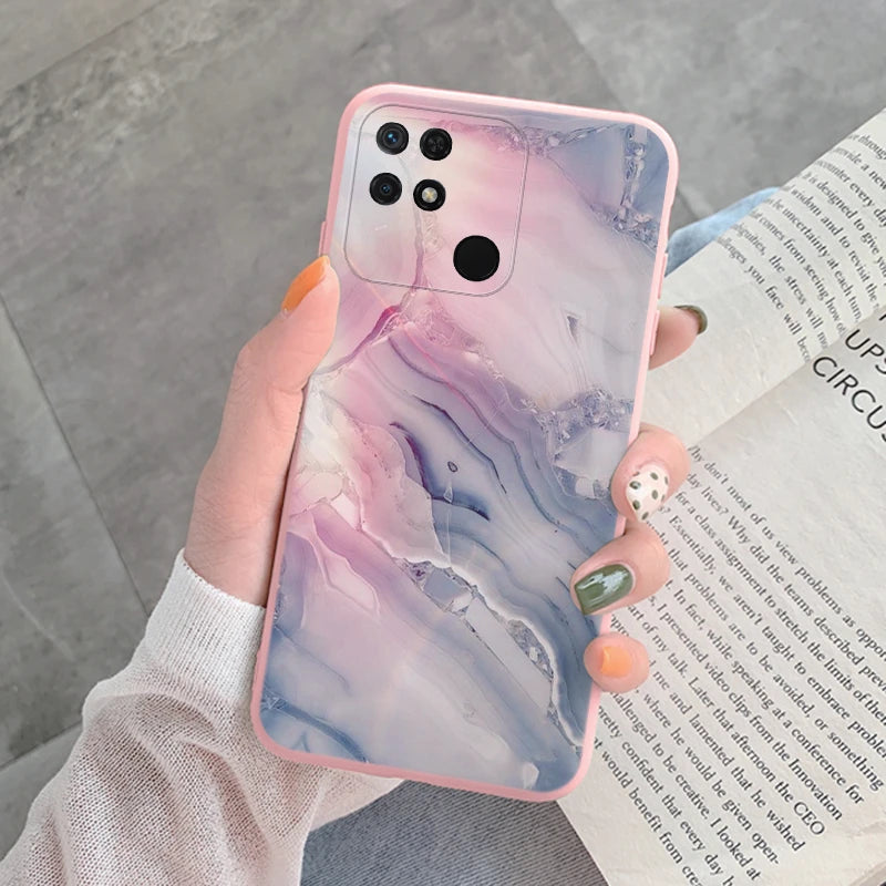 Marble Pattern Phone Case For Redmi 10C 10 C Protective Cover Case Pink Gold Marble Soft Silicone Funda For Xiaomi Redmi 10C