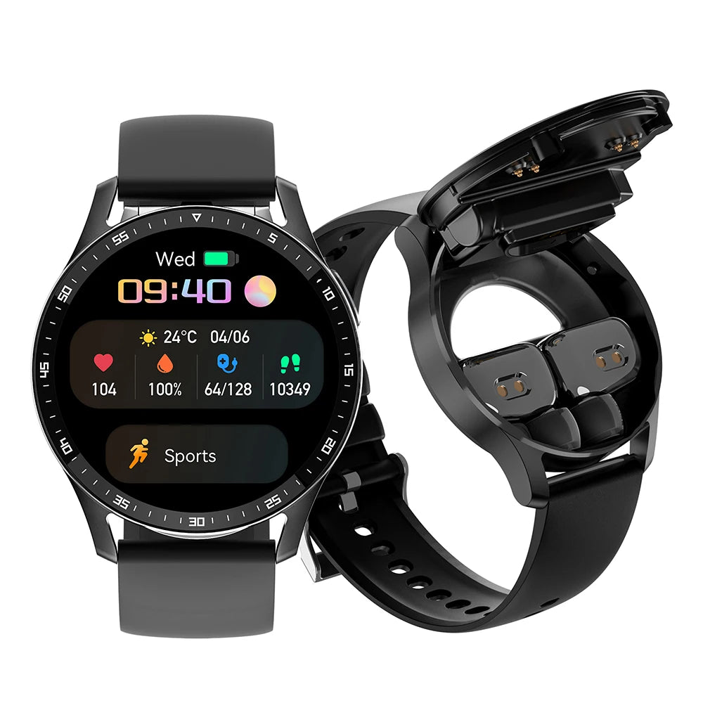 GEJIAN X7 Headset Smart Watch TWS Two In One Wireless Bluetooth Dual Headset Call Health Blood Pressure Sport Music Smartwatch