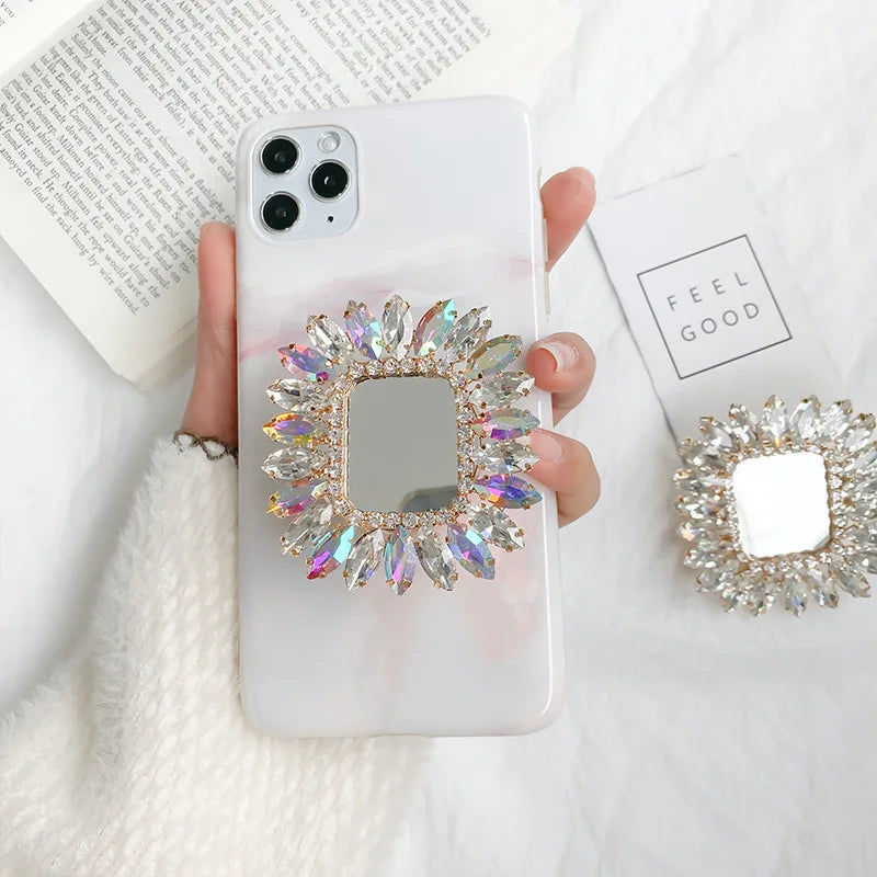 Luxury Shiny Square Mirror Mobile Phone Holder Mobile Phone Accessories Fingrer Ring Holder For IPhone Samsung Mobile Phone Grip