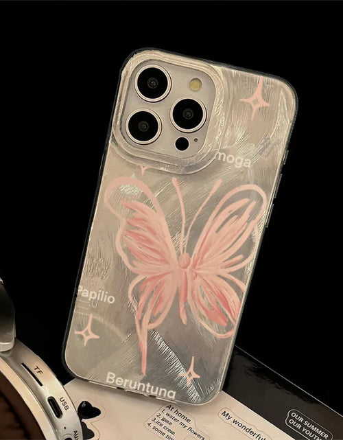 Load image into Gallery viewer, Pink Butterfly Laser Phone Case For Apple IPhone 15 11 13 14 12 Pro Max 15 Plus SE2 3 X XR XS Max 8 7 Plus Lens protection Cover
