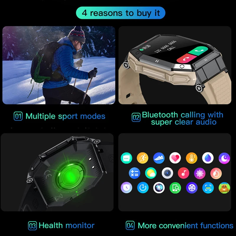 CanMixs NEW Smart Watch Men K55 Bluetooth Smartwatch For Men Health Monitor Waterproof Watch For Android IOS Custom Dial