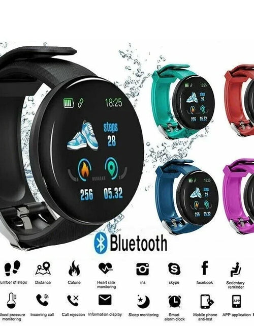 Load image into Gallery viewer, D18 circular color screen smartwatch with multiple sports modes, call information reminders, photos, music, smart wristband
