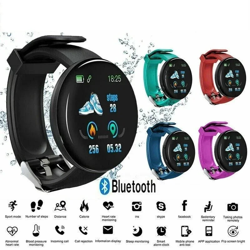 D18 circular color screen smartwatch with multiple sports modes, call information reminders, photos, music, smart wristband