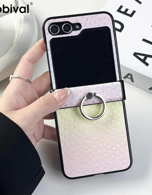 Load image into Gallery viewer, Double Color Gradient Star Phone Case for Samsung Galaxy Zflip5 Z Flip6 ZFlip 6 5 4 3 Flip4 Fold Plating Cover with Ring Bracket
