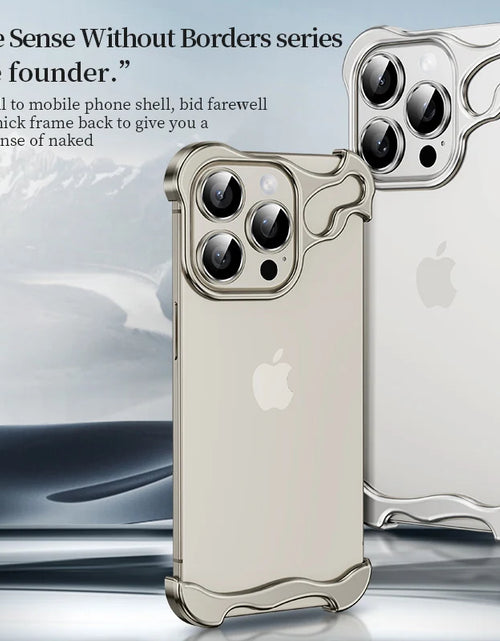 Load image into Gallery viewer, Metal Rimless Phone Case For Iphone 13 14 15 Pro Max Plus Aluminum Alien Titanium Alloy Bumper Cover For IPHON 13 14 15 Promax
