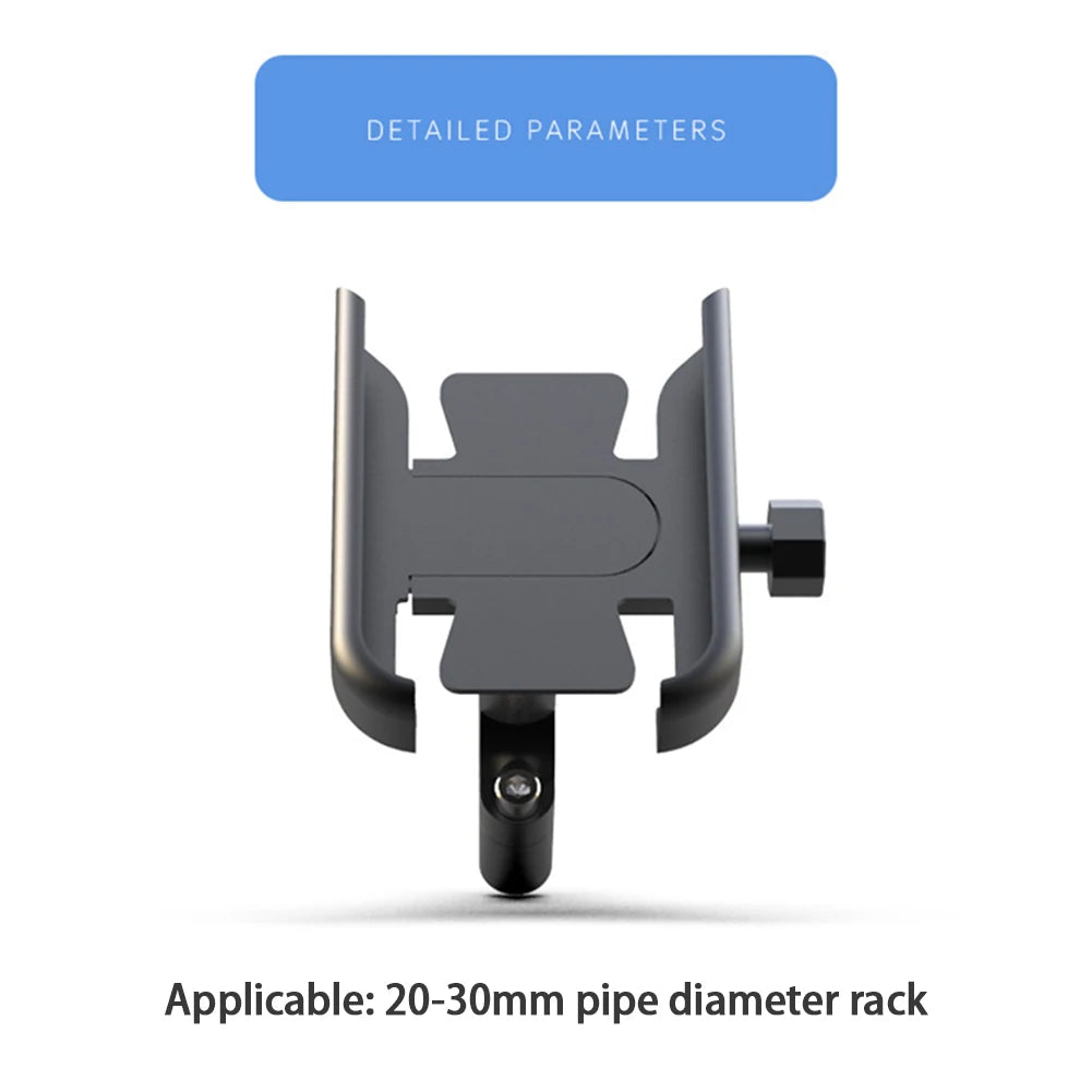 Phone Holder Motorcycle Aluminum Alloy Sturdy Mount Base Rotation For 4.0''-7.0'' Smart Devices 20-30mm Handlebar