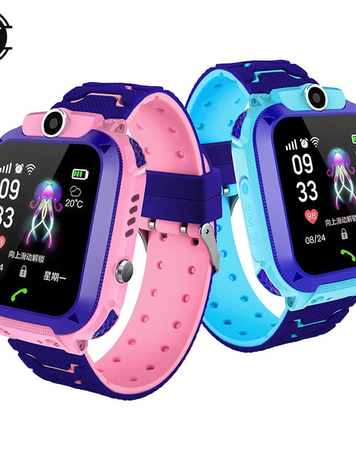 Load image into Gallery viewer, New Q12 Waterproof Children&#39;s Smart Watch Sim Card LBS Location Tracker Voice Chat Flashlight Children&#39;s Smart Phone Watch reloj
