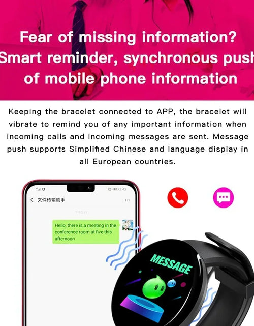 Load image into Gallery viewer, D18 circular color screen smartwatch with multiple sports modes, call information reminders, photos, music, smart wristband
