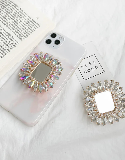 Load image into Gallery viewer, Luxury Shiny Square Mirror Mobile Phone Holder Mobile Phone Accessories Fingrer Ring Holder For IPhone Samsung Mobile Phone Grip
