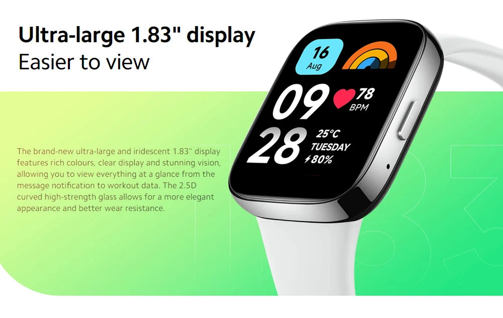 2023 Global Version Xiaomi Redmi Watch 3 Active Bluetooth Phone Call 1.83" Display 5ATM Waterproof Supports 100+ fitness modes