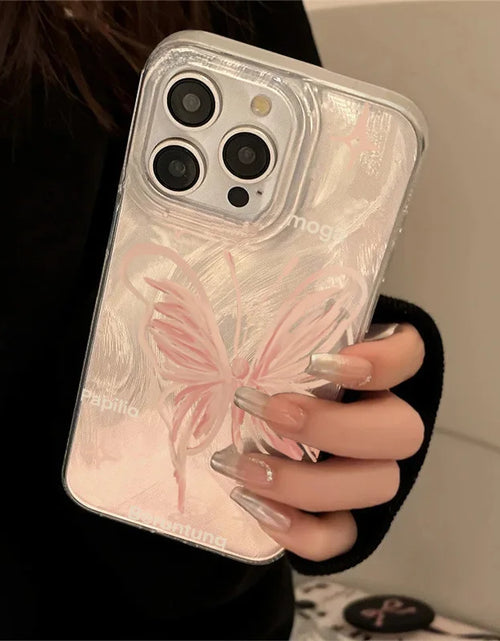 Load image into Gallery viewer, Pink Butterfly Laser Phone Case For Apple IPhone 15 11 13 14 12 Pro Max 15 Plus SE2 3 X XR XS Max 8 7 Plus Lens protection Cover
