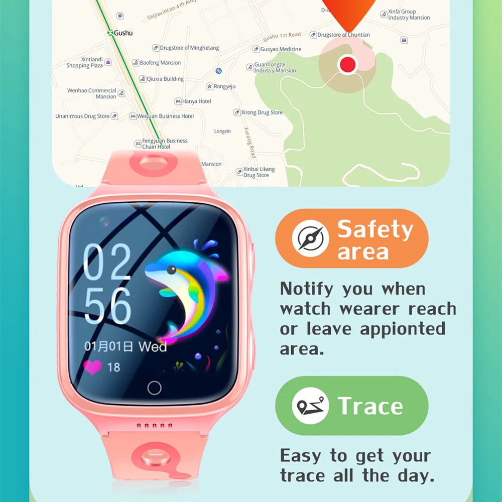 XIAOMI 4G Kids Smart Watch Camera SOS Waterproof GPS WIFI Video Call Monitor Tracker Location LBS Smartwatch Children Watch