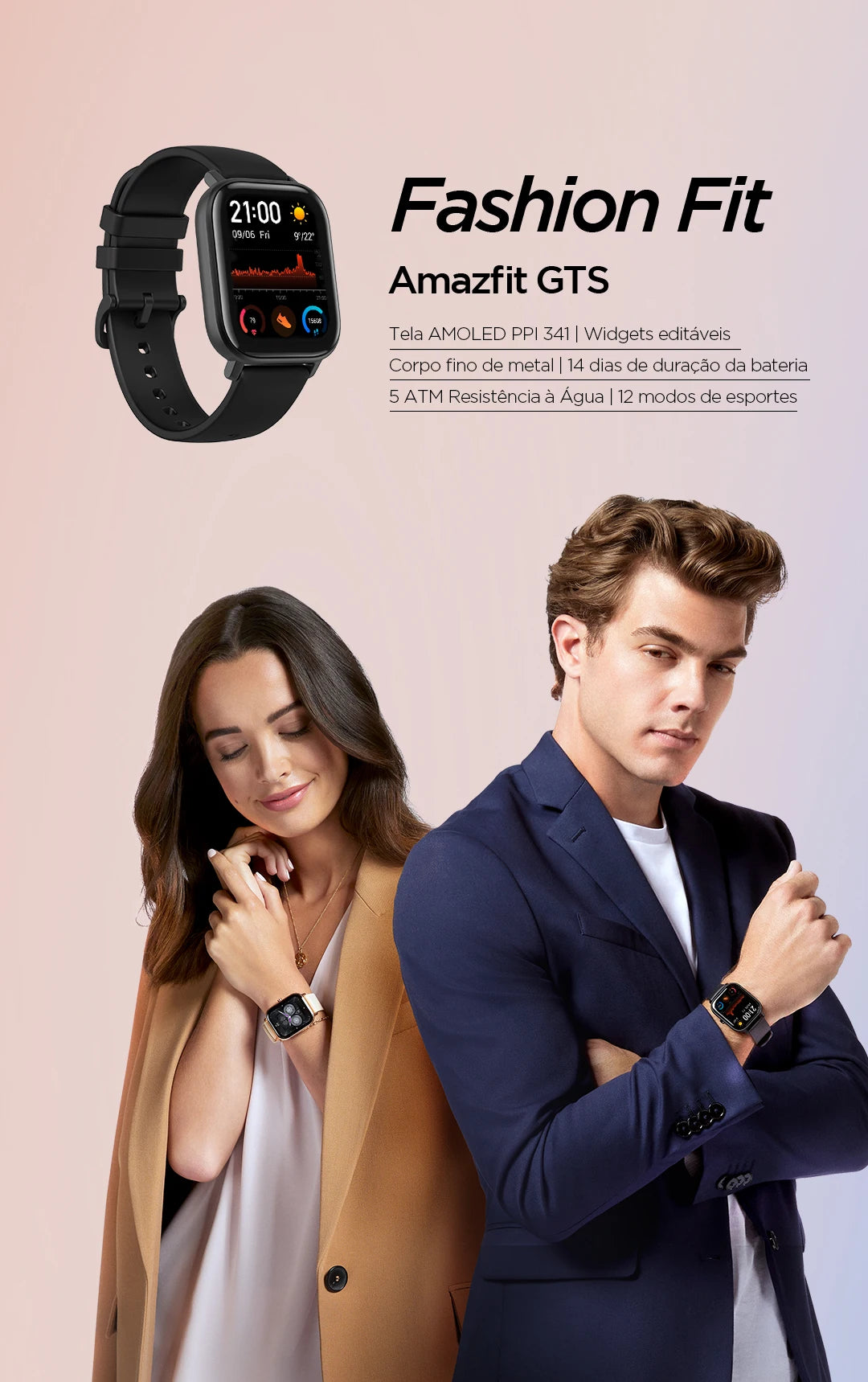 Amazfit GTS Smart Watch For Men Women 5 ATM Waterproof Sports Tracking Editable Widgets Music Control Refurbishment Machine