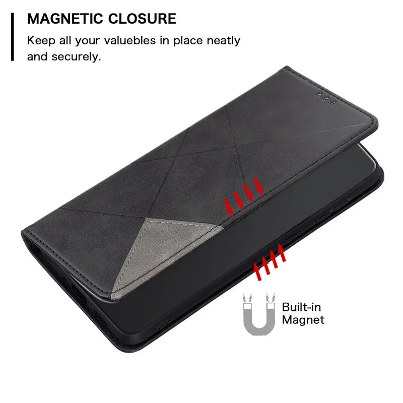 On For Redmi Note 12S Case Magnetic Wallet Leather Flip Phone Cover For Xiaomi Redmi 12 Note 12 Turbo Note 12 Pro 5G Coque Funda