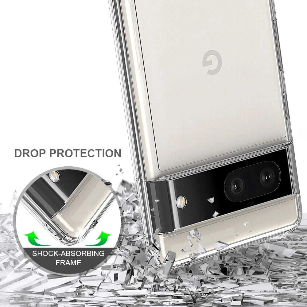 Hybrid Shockproof Acrylic Crystal Clear Hard Back Shell for Google Pixel 9 8 7 6 9Pro XL 8A 6A 7A Protection Phone Case