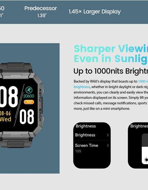 Load image into Gallery viewer, Blackview W60 2024 New Smartwatch 2.01&#39;&#39; HD Display TFT Rugged Smart Watch for Outdoor With Emergency Lighting Bluetooth Calling
