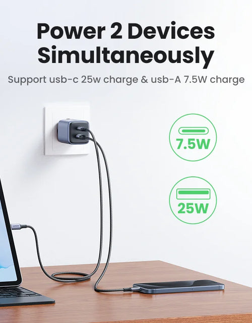 Load image into Gallery viewer, UGREEN GaN 35W Charger USB Charger PD3.0 QC3.0 Quick Charger For iPhone 15 14 13 Pro Samsung Xiaomi iPad Pro USB C Fast Charger
