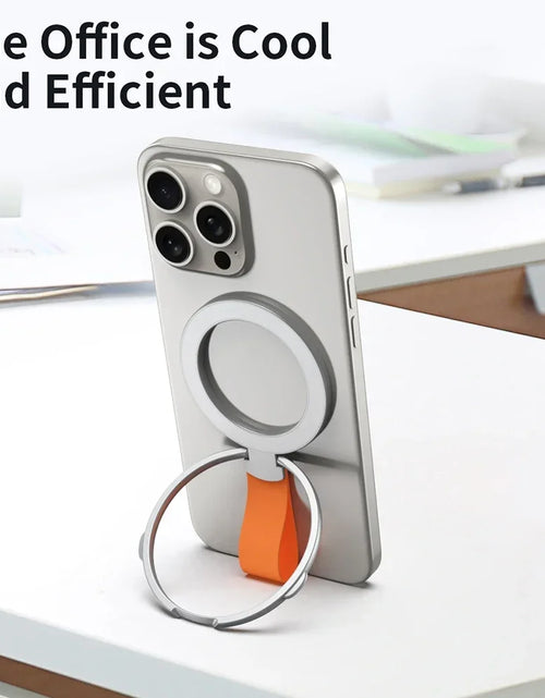 Load image into Gallery viewer, Magnetic Foldable Finger Ring Silica Hanging Rope Holder Rotatable Phone Stand Wireless Charging Friendly Type For Smart Phones
