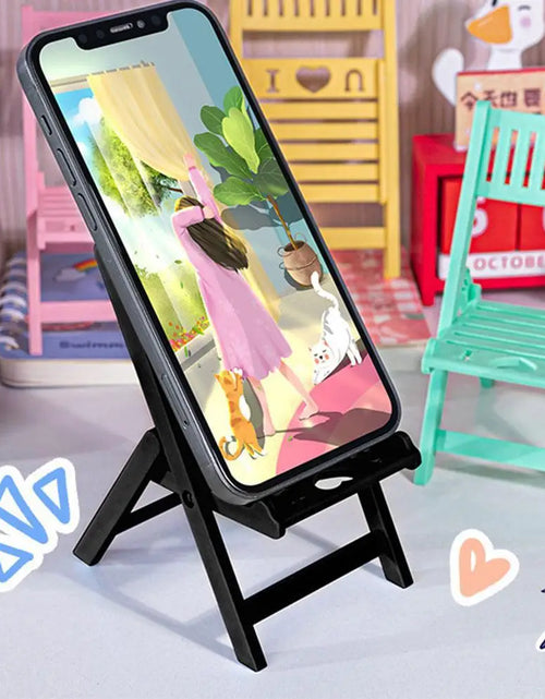 Load image into Gallery viewer, Mini Chair Shape Mobile Phone Stand Cartoon Cute Mobile Phone Tablet Office Desktop Lazy Foldable Chair Holder Accessories
