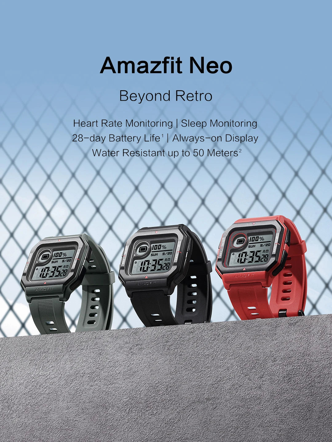 Amazfit Neo Smart Watch Heart Rate Monitoring And Sleep Monitoring 5ATM Waterproof Sport Watch Bluetooth 5.0 95New No Box